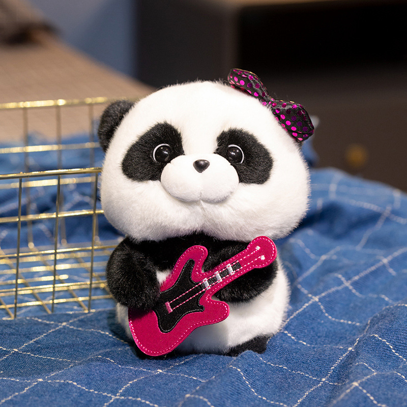Nuevo creativo lindo música panda muñeca instrumento guitarra panda muñeca tela muñeca regalo de vacaciones para niños image 3
