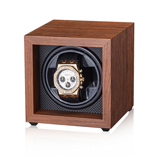 Spot wholesale black walnut pattern wooden multi-position automatic mechanical watch shaker electric household [Bing Xin Blue]