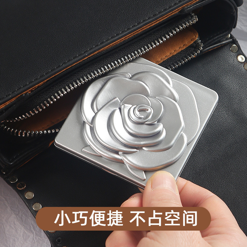 翻盖镜子折叠女生便携随身高颜值化妆镜迷你小方镜双面放大补妆镜|undefined