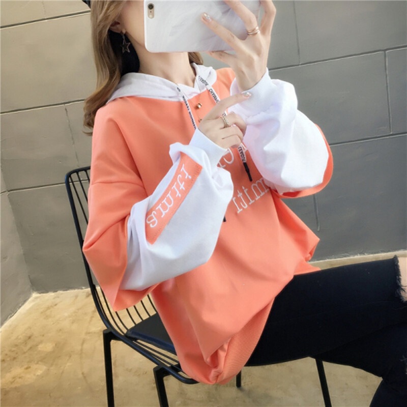 Women's hooded sweatshirt, Korean style, loose fit, thin, long-sleeved, suitable for spring and autumn, student style, boyfriend style, layered look, trendy ins style Women's hooded sweatshirt, Korean style, loose fit, thin, long-sleeved, suitable for spring and autumn, student style, boyfriend style, layered look, trendy ins style