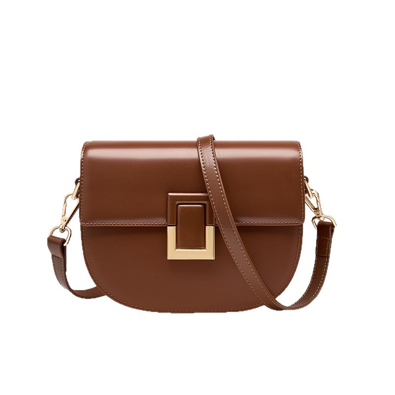 Women's Genuine Leather Bag 2026 New Arrival Premium Texture Saddle Bag Shoulder Bag Simple Fashion Trendy Crossbody Bag - Thumbnail 5