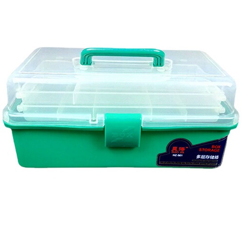 Factory supplied 671 translucent PP material three-layer large folding tool box storage box art nail art physics experiment box