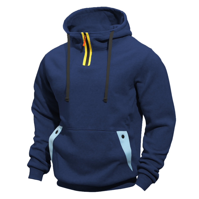 2025 new men's sports fitness fashion casual stitching sweater hooded coat 2025 new men's sports fitness fashion casual stitching sweater hooded coat