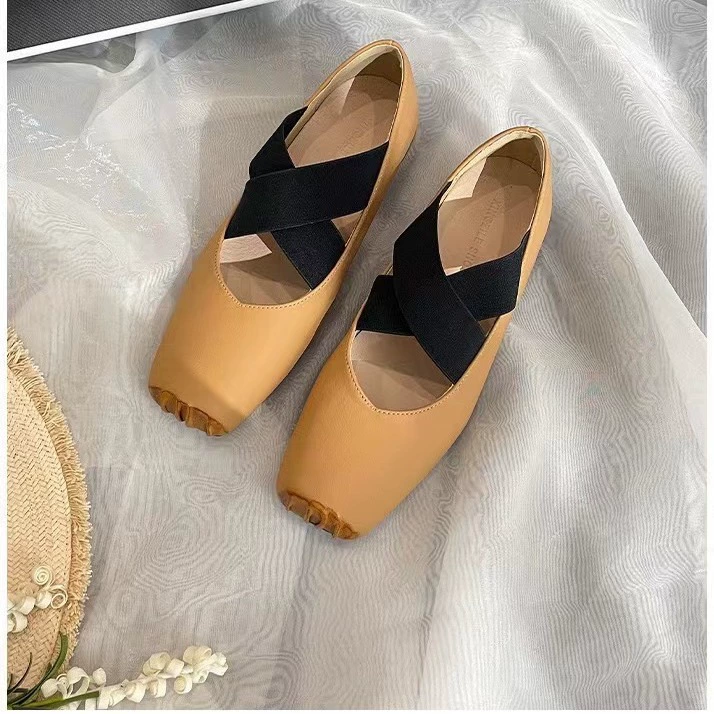 Виноградная мама с балетными туфлями крест-ремешками Свинья Нос Мэри Джейн Ретро квадратная голова, мелкая туфли женщины