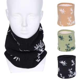 Winter Unisex Fleece-Lined Thickened Knitted Couple's Warm Neck Gaiter Versatile Scarf Wholesale Floral Print