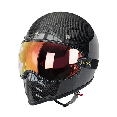 Motosiklet kaskı (dəbilqə) – Export Carbon Fiber Retro Motorcycle Helmet - 3k-color-mirror-m55-56