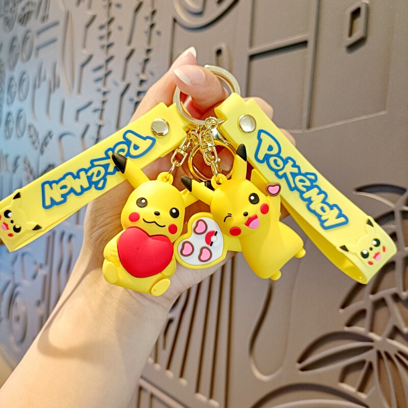New Cross-Dressing Pikachu Cartoon Keychain Boys and Girls School Bag Pendant Car Key Chain Doll Machine Small Gift