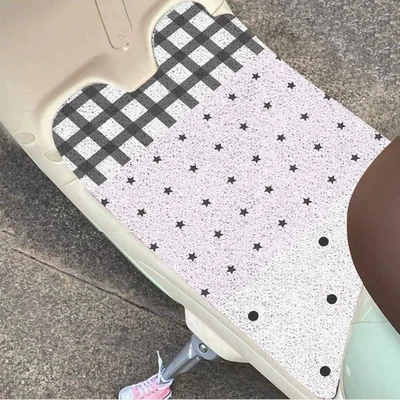 electric vehicle foot mat, waterproof, dirt-resistant, easy | Universal Foot Pad - sweet-cool-black-pink-star-the-silk-loop-needs-to-be-cut-by-yourself-3050cm