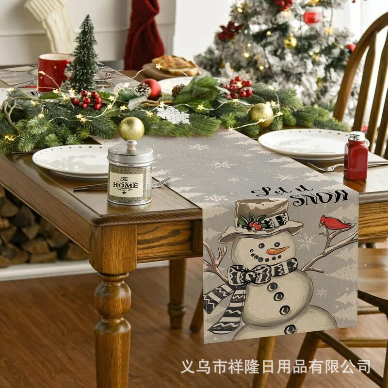 クロスボーダー爆発クリスマステーブル旗キッチンパーティーテーブルクリスマスツリー花輪雪だるま鈴サンタクローステーブル旗|undefined