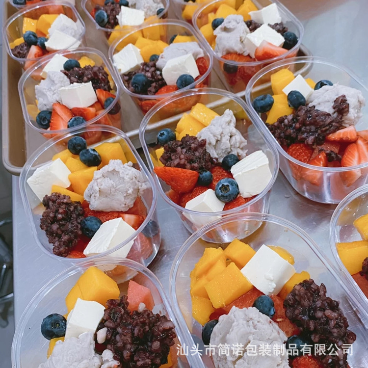 280 500 700ml tazón lleno de múltiples capas caja de la torta ins caja de leche de soja tiramisú caja de la pesca de la fruta