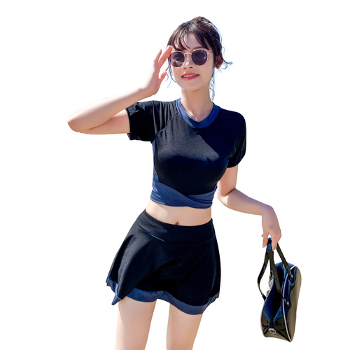 2024 new swimsuit women's split sexy skirt with small breasts gathered Korean ins fresh student slim fairy style