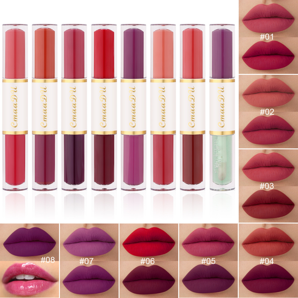 Check it out! Link Disclaimer - Exclusive for Foreign trade :CmaaDu Double-head Lipstick Long-lasting Lip Gloss Item Picture