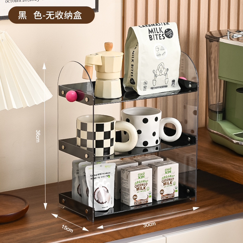 中世スタイルのデスクトップ収納ラック多層ティーバッグラックキッチンウォーターカップ収納ラック引き出し型排水ラックコーヒーカップラック|undefined