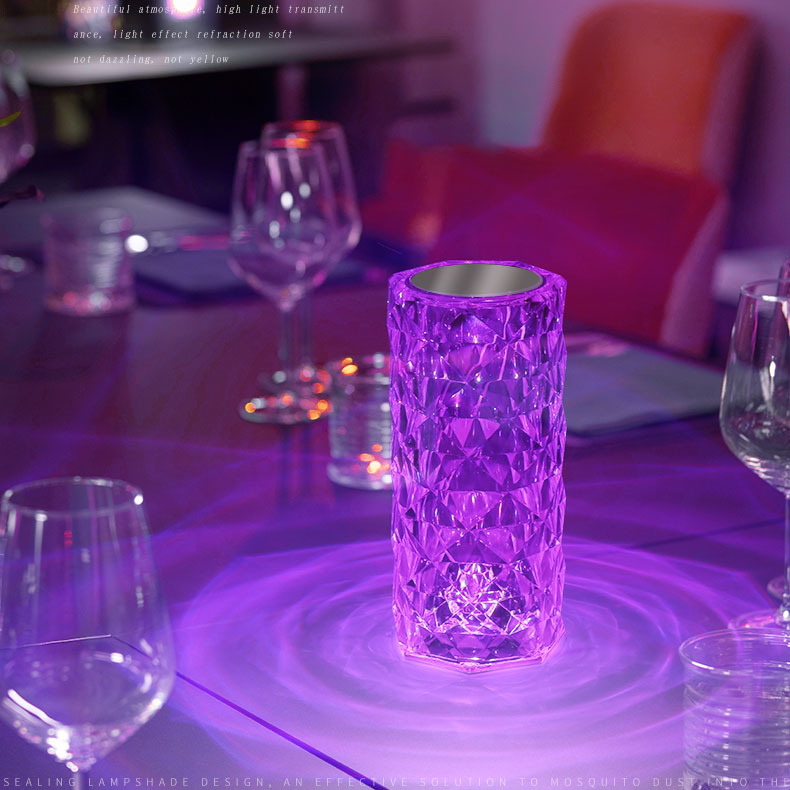 Crystal table lamp ins girly rose petals...