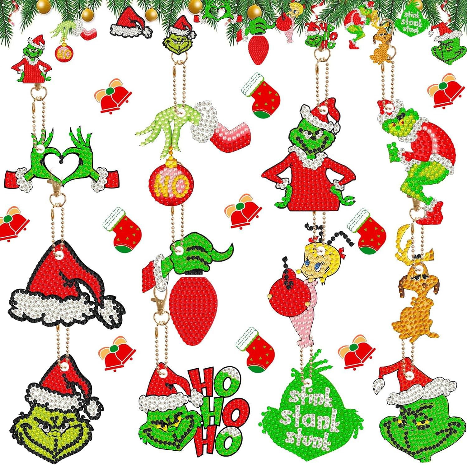 Pintura de Diamantes Navideña 2025, Pintura de Diamantes de Halloween, Llavero DIY Hecho a Mano, Fabricante de Origen Transfronterizo