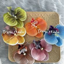 仿真花3d打印胶片蝴蝶兰夏季新款鞋花一字拖外贸少数民族搭配diy