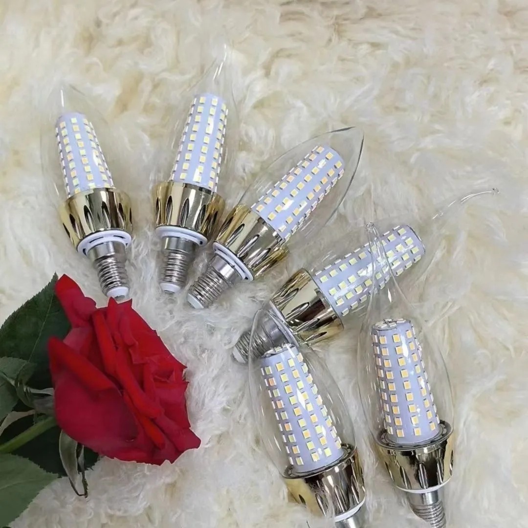 High-end LED candle bulb, constant current, flicker-free, 18W high brightness, energy-saving chandelier, pointed bulb with trailing light source, small umbrella light.