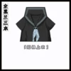 Black and blue three short sleeves+scarves
