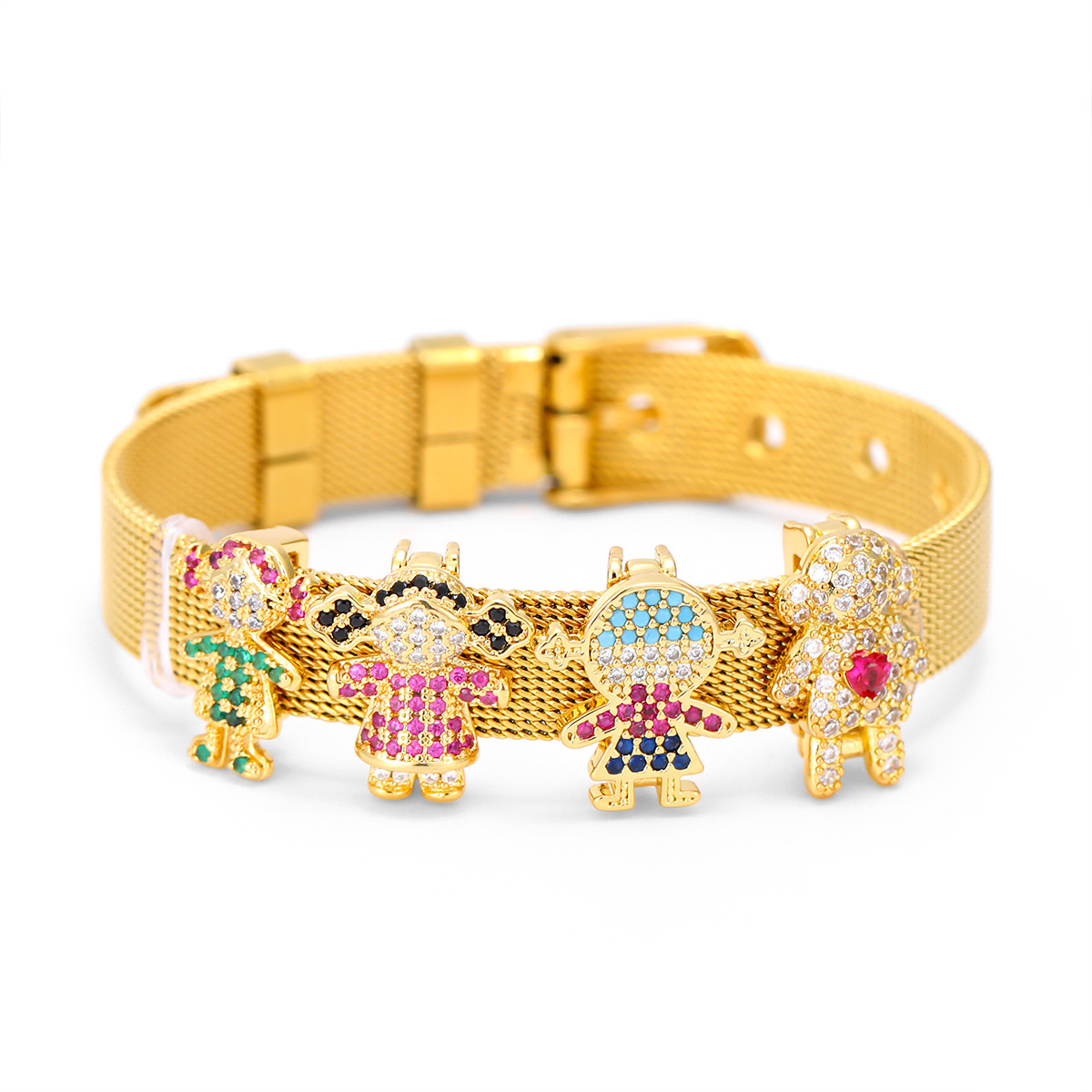 Cross-Border Tk Popular Bracelet Happy Boy and Girl Stainless Steel Strap DIY Simple Jewelry Wholesale Trendy Hot Item