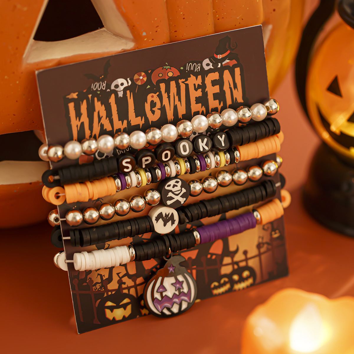 21g Weight Alloy Pendant Material Bracelets Classification CCB, Arylic, soft clay Chain Material 1 Set Quantity Festival Occasion CCB, Arylic, Alloy Material Halloween Festival Pumpkin, Bat, Ghost Pattern Women's Gender Beaded, Enamel Design Funny Style Funny Pumpkin Bat Ghost CCB Arylic Alloy Beaded Bracelets Wholesale 58