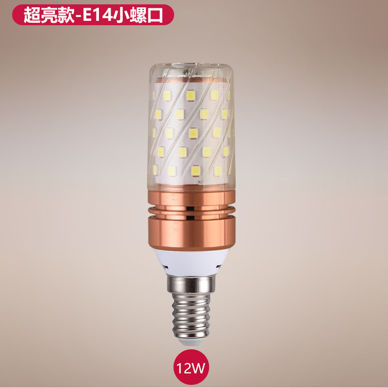 Bombilla de maíz LED E14 pequeño tornillo E27 gran boca araña de cristal vela fuente de luz 12W16W brillante cabeza de luz fuerte