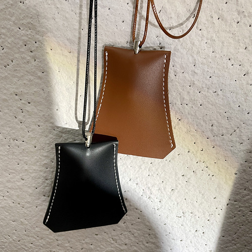 Neck strap earphone bag, glasses clip, multi-functional PU leather glasses case, outdoor portable hat, glasses and necklace storage