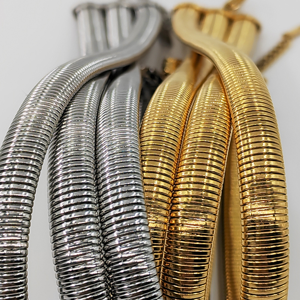 1 Piece Quantity Vintage Style Geometric Solid Color Stainless Steel Chain Choker