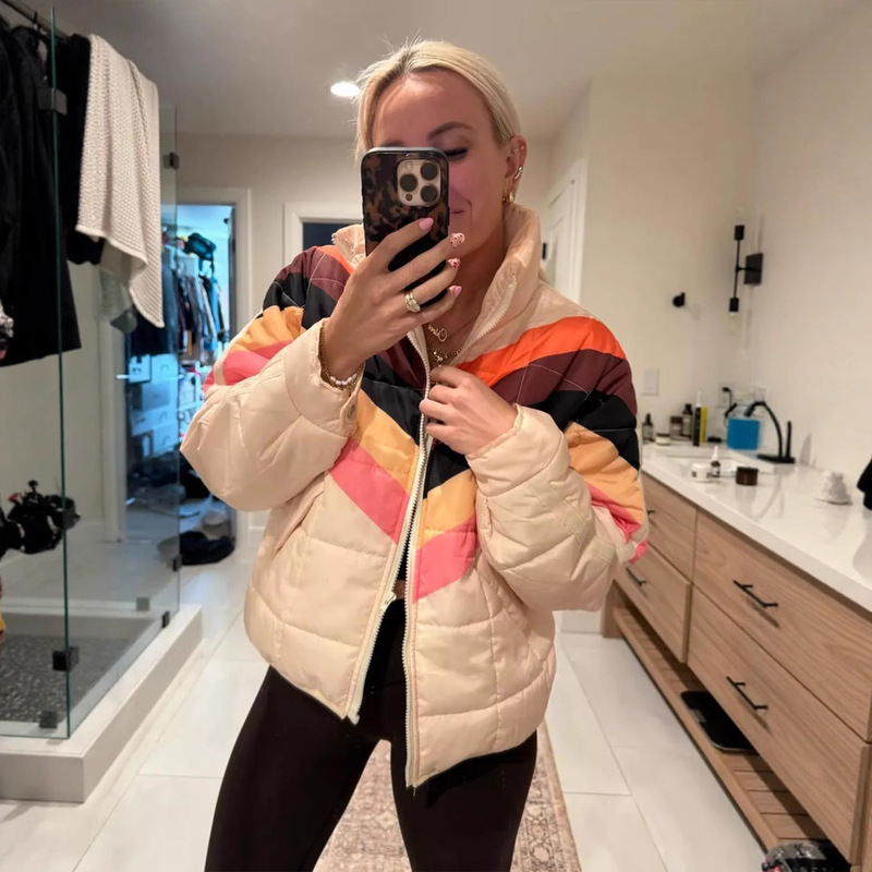 2025 Popular European and American Export Women's down Quilted Jacket Lightweight Thickeneded Jacket Long-Sleeved Zipper Jacket