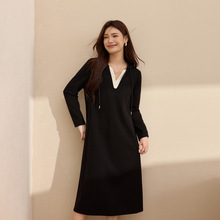 【连帽设计连衣裙】纤莉秀大码女装时髦显瘦直筒裙胖mm2025冬新款