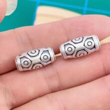 999足银复古纯银九眼天珠桶珠串件手工DIY材料编绳隔珠泰银配件90