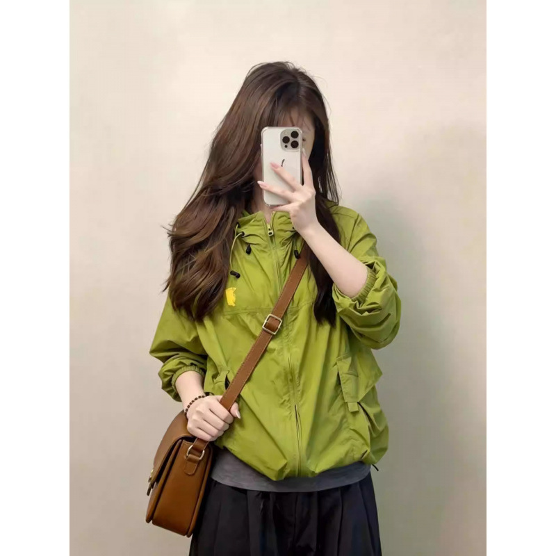 Super Stylish Green Sun Protection Clothing for Women, New Summer Korean Style Loose Outdoor Lightweight Sun Protection Jacket, Cross-Border Wholesale