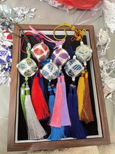 广西民族特色手工中国结双流苏绣球挂件刺绣成品纪念品4公分