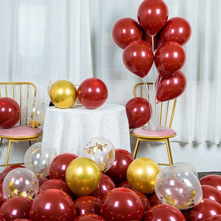 10-inch Garnet Red Balloon Round Latex Wedding Decorations Wedding Room Decoration Wedding Supplies Gem Red Set Balloons
