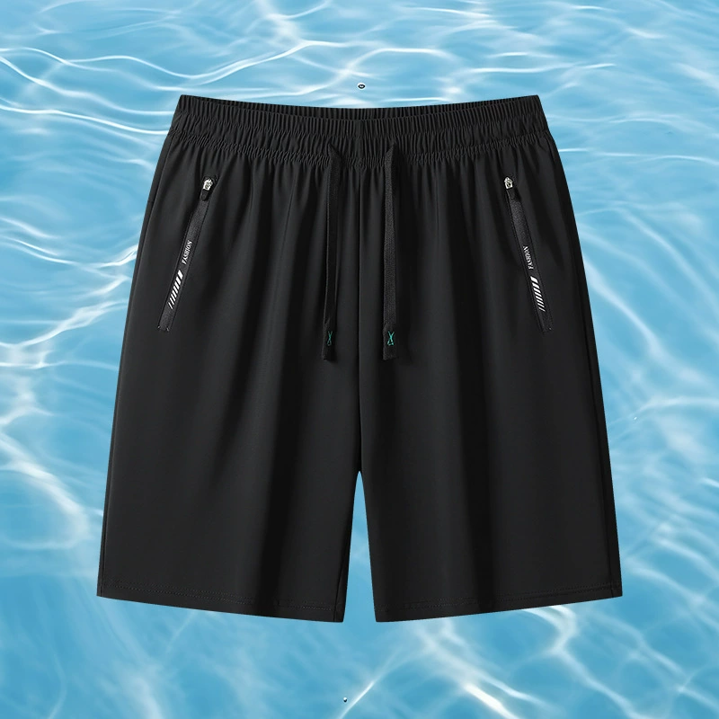 Летние шорты с ледяным шелком мужские быстрые сухие спортивные брюки тонкие повседневные свободные брюки