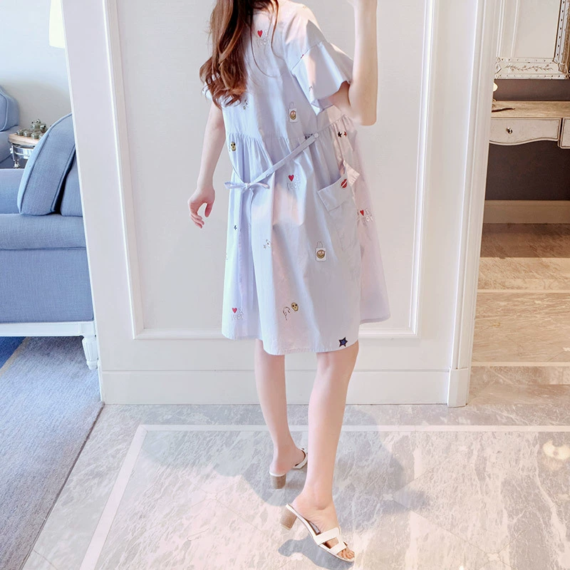 Fashionable summer clothing for pregnant, dress, skirt, western style, for teenagers, loose fit, internet celebrity