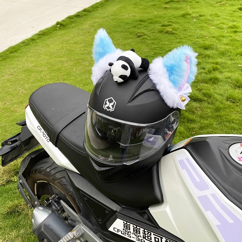 Motorcycle Helmet Decoration Thick Plush Cat Ear Accessories Detachable