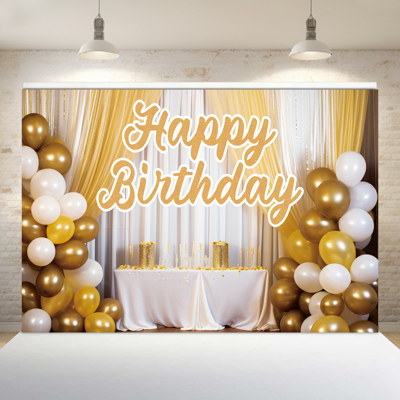 国境を越えた新しい誕生日背景布児童誕生日パーティー装飾横幅布パーティーシーン配置旗|undefined