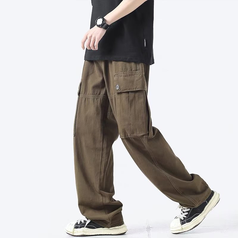 Japanese style overalls men's summer New ins fashion brand multi-pocket straight pants fashion loose cotton casual pants