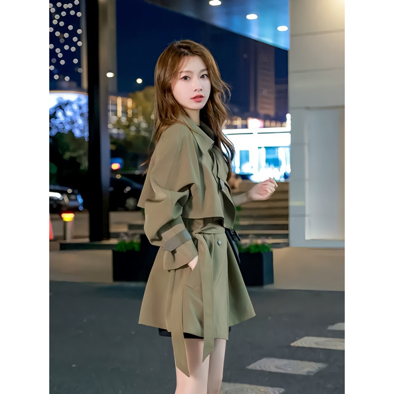 Windbreaker Coat Small Women's 2024 New Spring and Autumn Mid-length Korean Style Fashionable Coat High-end Design Sense