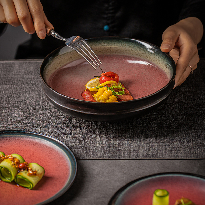 Shihuijin Jingdezhen High-grade Light Luxury Dishes suit Household Ceramic Tableware Rice Bowl Dish Hotel Restaurant