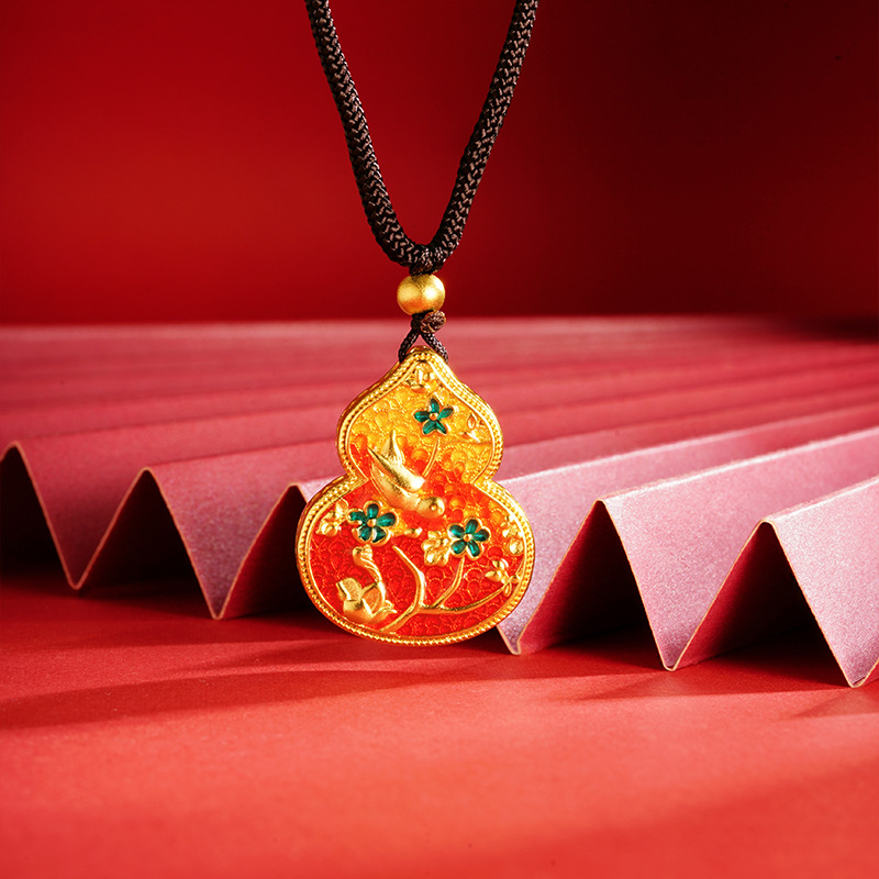 Vietnam arena oro pintado collar de la lengua del pájaro flor fragancia esmalte incrustaciones hueco mujeres elegante colgante Ventas Directas fábrica