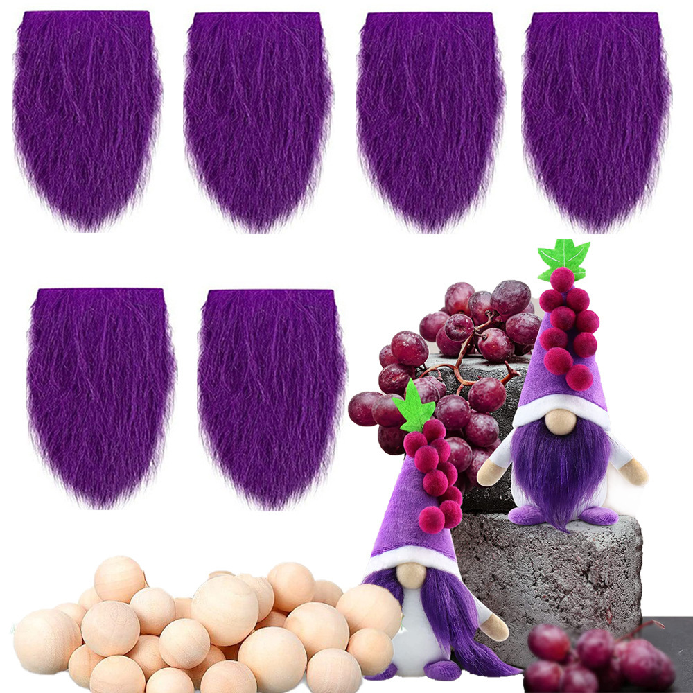 Purple (6 pieces of purple beards + 6 round wooden balls)