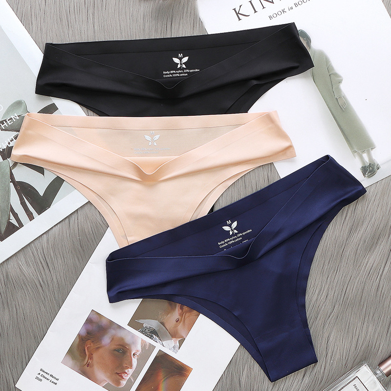 thong women's ice silk seamless one-piece women's underwear sports sexy low waist T-Back foreign trade bikini