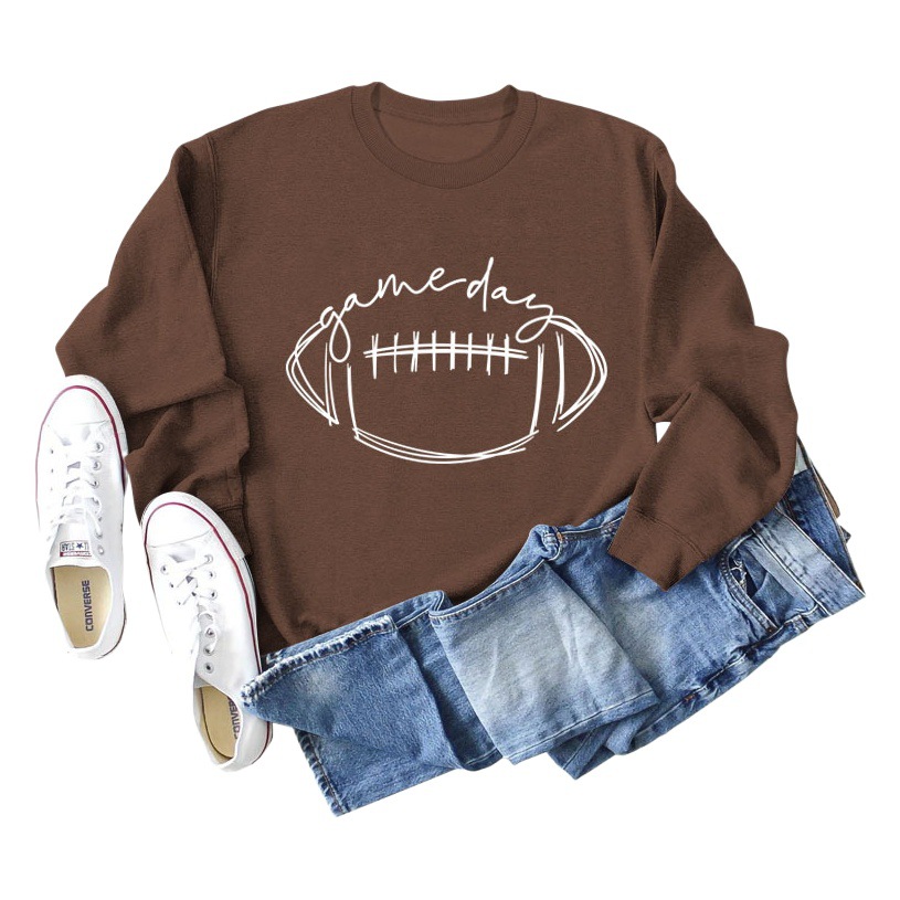 Amazon transfronterizo juego de comercio exterior día rugby carta impresión cuello redondo moda bottoming manga larga suéter al por mayor