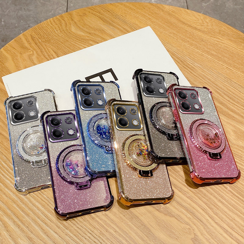 For red rice 14R mobile phone case four corners plating airbag quicksand bracket red rice note13 new gradient glitter