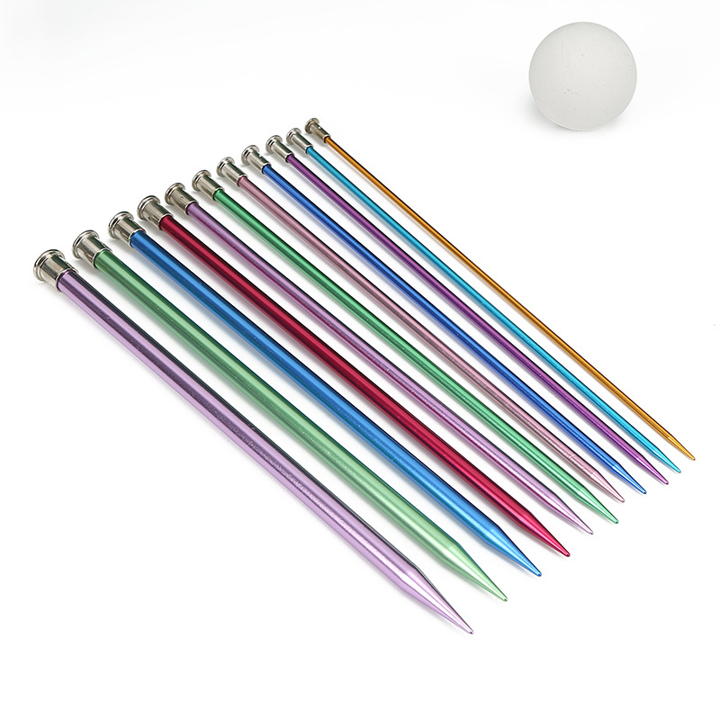 Manufacturer Wholesale 25cm Colorful Aluminum Oxide Crochet Wool DIY Knitting Crochet Scarf Needle with Plug Sweater Needle