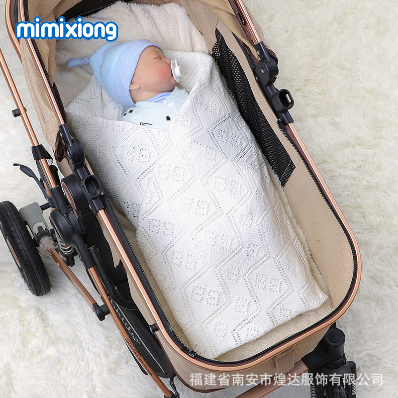 ins热卖 夏季新款婴幼儿菱形镂空针织盖毯 宝宝推车包被