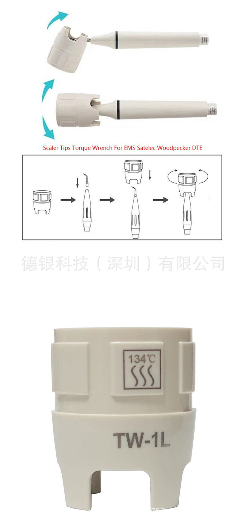 Dental scaler wrench TW-1L torque, working tip changer