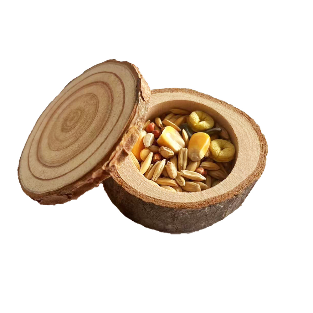 Tazón de comida de madera maciza para mascotas loro hámster lagarto tortuga tazón de alimentación suministros de paisajismo para mascotas pequeños suministros para mascotas al por mayor