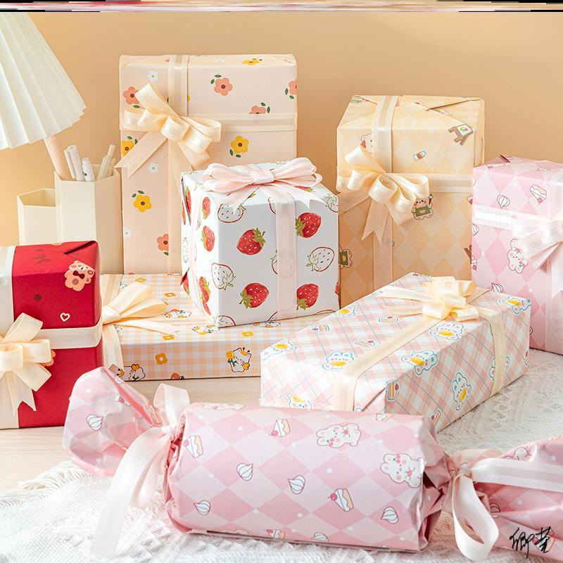 包装纸礼品包书本复古礼物加丝带礼品包书皮尺寸卡通小孩子小学生